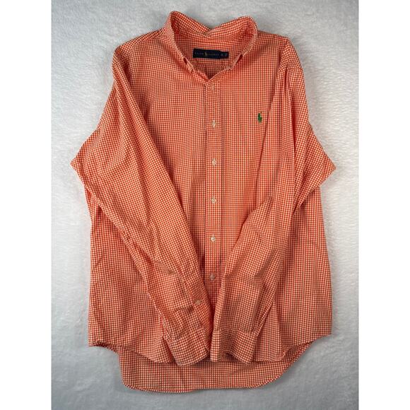 Ralph Lauren Other - Ralph Lauren Oxford Shirt Men Size XL Gingham Check 100% Cotton Orange White